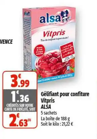 Coccinelle Supermarché Gélifiant pour confiture Vitpris ALSA offre