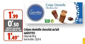 Coccinelle Supermarché Crêpes dentelle chocolat au lait GAVOTTES offre