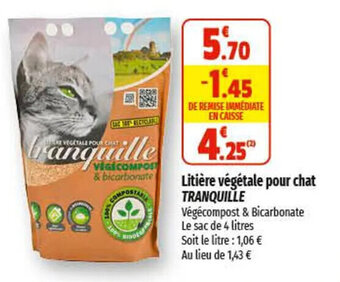 Coccinelle Supermarché Litière végétale pour chat TRANQUILLE offre