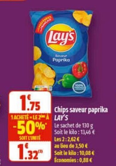 Coccinelle Express Chips saveur paprika Lay's offre
