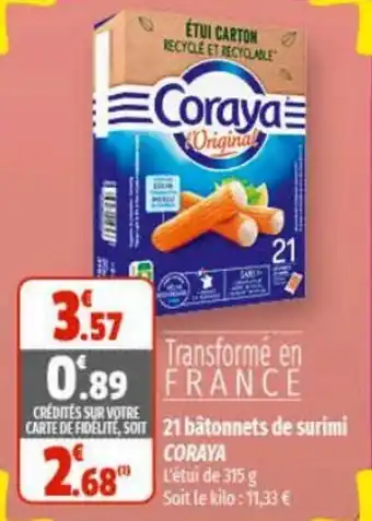 Coccinelle Express 21 bâtonnets de surimi CORAYA offre