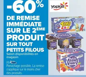 Carrefour Petits filous -60% de remise immédiate sur le 2ème produit sur tout petits filous offre