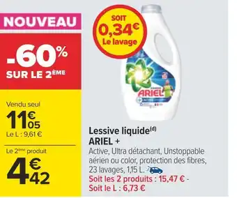 Carrefour Ariel + lessive liquide offre