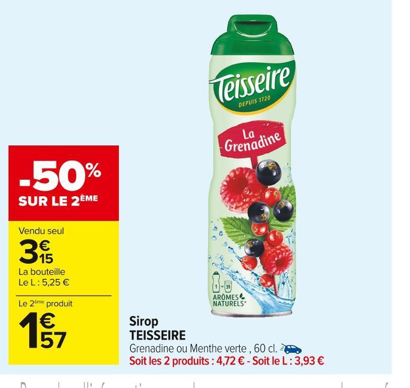 Carrefour Market Teisseire sirop offre