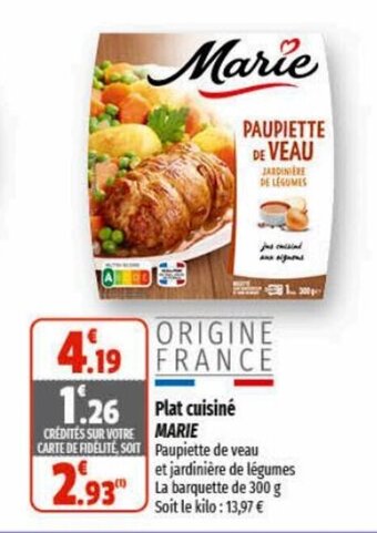 Coccinelle Express Plat cuisiné MARIE offre