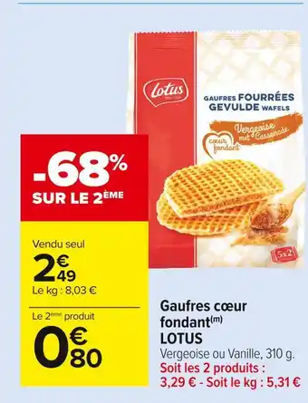 Carrefour Market Lotus gaufres cœur fondant offre