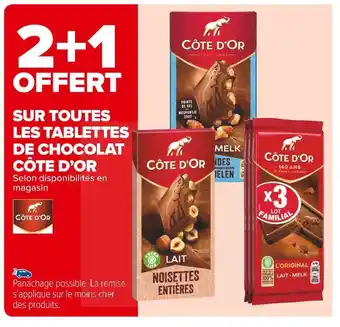 Carrefour Market Côte d’or 2+1 offert sur toutes les tablettes de chocolat côte d’or offre