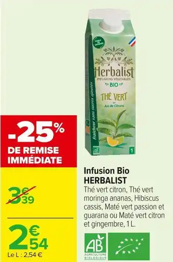 Carrefour Market Herbalist infusion bio offre
