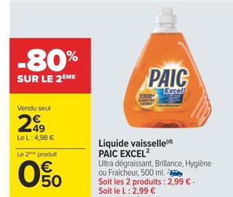 Carrefour Paic excel liquide vaisselle offre