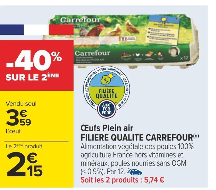 Carrefour Filiere qualite carrefour œufs plein air offre