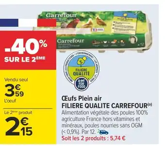 Carrefour Filiere qualite carrefour œufs plein air offre