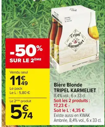 Carrefour Market Tripel karmeliet bière blonde offre