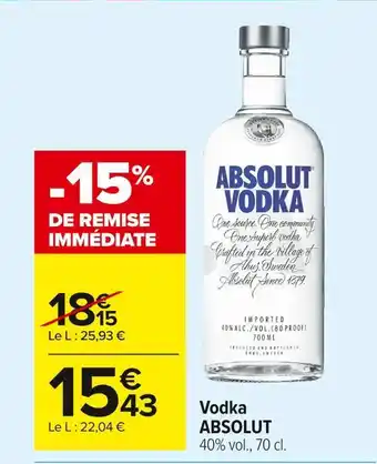 Carrefour Market Absolut vodka offre