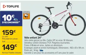 Carrefour Toplife vélo enfant 24'' offre