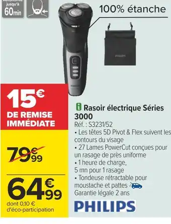 Carrefour Rasoir électrique séries 3000 offre