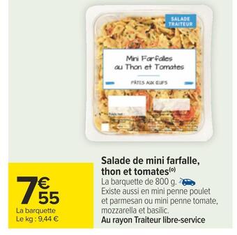 Carrefour Salade de mini farfalle, thon et tomates offre