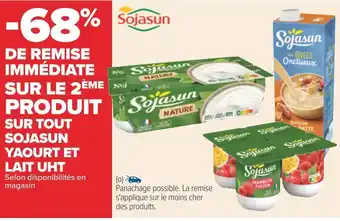 Carrefour Sojasun -68% de remise immédiate sur le 2ème produit sur tout sojasun yaourt et lait uht offre