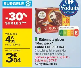 Carrefour Carrefour extra bâtonnets glacés maxi pack offre