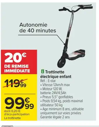 Carrefour Trottinette électrique enfant offre