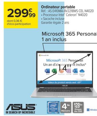 Carrefour Asus ordinateur portable offre