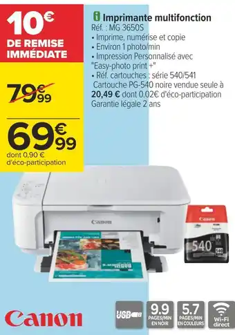 Carrefour Canon imprimante multifonction offre