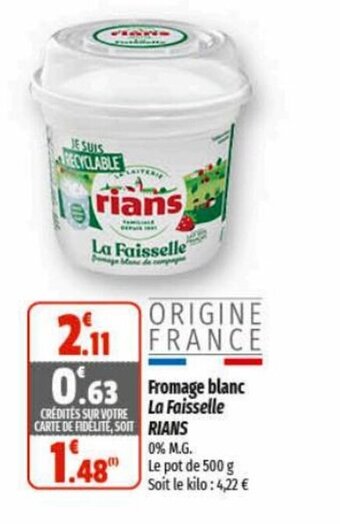 Coccinelle Express Fromage blanc La Faisselle RIANS offre