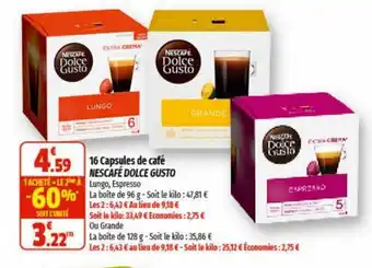 Coccinelle Express 16 Capsules de cafe NESCAFE DOLCE GUSTO offre