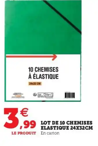 Hyper U Lot De 10 Chemises Elastique 24X32CM offre
