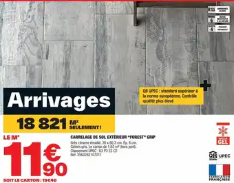 Brico Dépôt CARRELAGE DE SOL EXTÉRIEUR "FOREST" GRIP offre