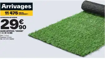 Brico Dépôt GAZON ARTIFICIEL "COCOON" 1 X 4 M 18 MM Dim. 1 x 4 m. Épaisseur 18 mm. Ref. 5414701186850 offre