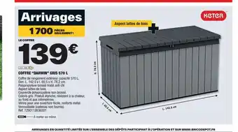 Brico Dépôt COFFRE "DARWIN" GRIS 570 L offre