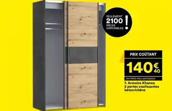BUT 7. Armoire Khanea 2 portes coulissantes béton/chêne offre