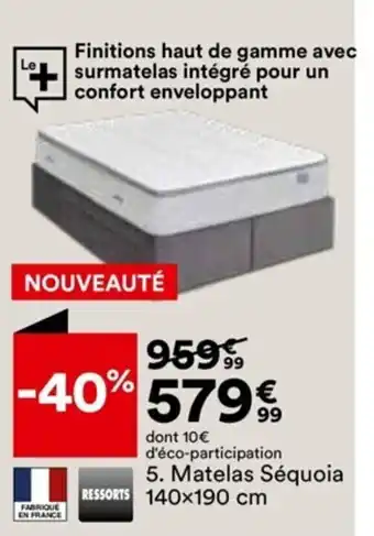 BUT Matelas Séquoia RESSORTS 140x190 cm offre