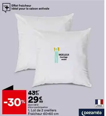 BUT Lot de 2 oreillers Fraicheur 60x60 cm offre