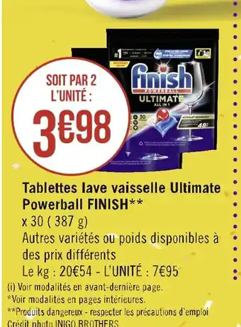 Casino Supermarchés Tablettes lave vaisselle Ultimate Powerball FINISH** offre