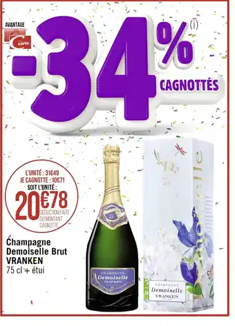 Casino Supermarchés Champagne Demoiselle Brut VRANKEN offre