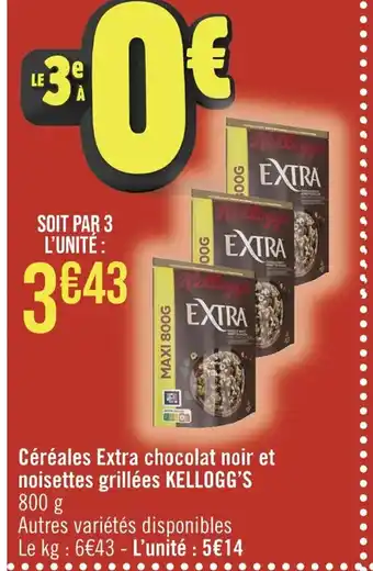 Casino Supermarchés Céréales Extra chocolat noir et noisettes grillées KELLOGG'S 800 g offre