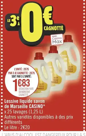 Casino Supermarchés Lessive liquide savon de Marseille CASINO* offre