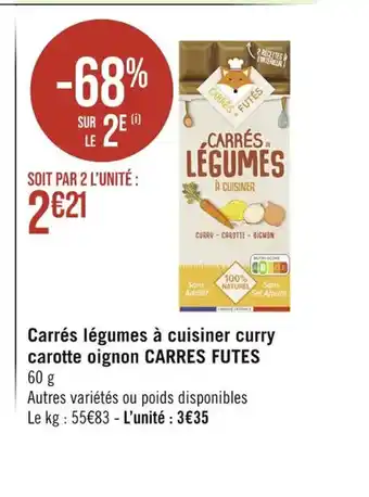 Casino Supermarchés Carrés légumes à cuisiner curry carotte oignon CARRES FUTES offre
