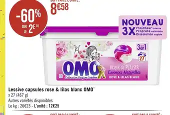 Casino Supermarchés Lessive capsules rose & lilas blanc OMO* offre