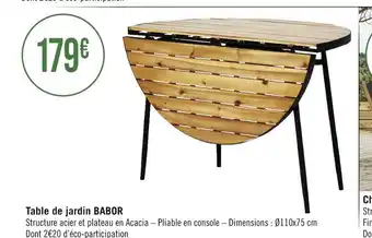Table de jardin babor