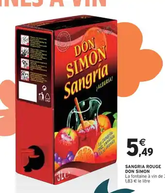 Intermarché Don simon sangria rouge offre