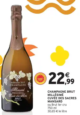 Mansard champagne brut millésimé cuvée des sacres
