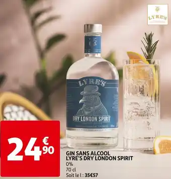 Auchan Gin sans alcool lyre’s dry london spirit offre
