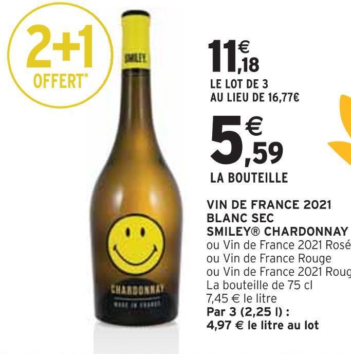 Promo Vin De France 2021 Blanc Sec Smiley Chardonnay Chez Intermarché