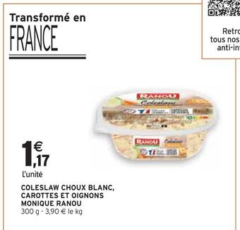 Intermarché Monique ranou coleslaw choux blanc, carottes et oignons offre