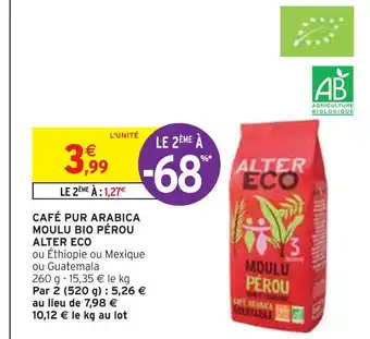 Intermarché Alter eco café pur arabica moulu bio pérou offre
