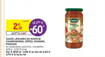 Intermarché Panzani sauce légumes du marché champignons, cèpes, oignons offre