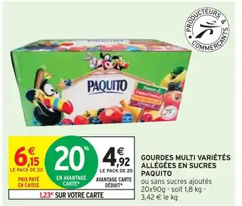 Intermarché Paquito gourdes multi variétés allégées en sucres offre