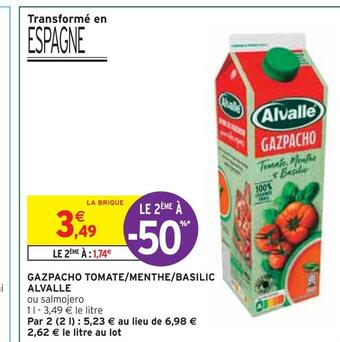 Intermarché Alvalle gazpacho tomate/menthe/basilic offre